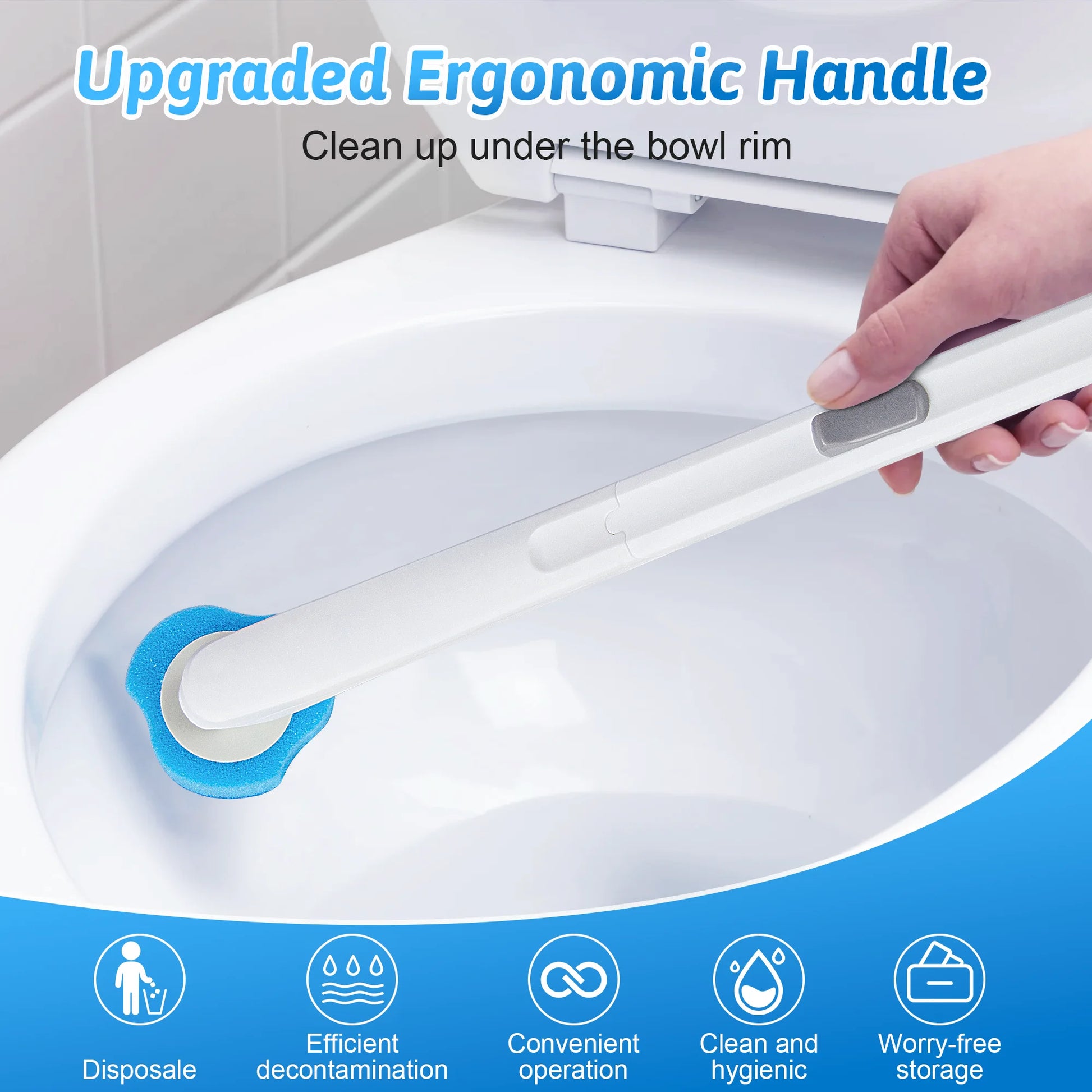 Disposable Toilet Bowl Brush Cleaner 2 Pack with 40 Toilet Refills