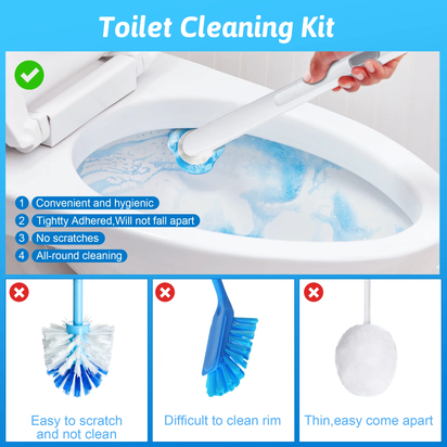 Disposable Toilet Bowl Brush Cleaner 2 Pack with 40 Toilet Refills